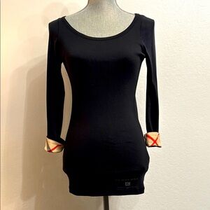 Burberry Black Top with Beige and Red Accents